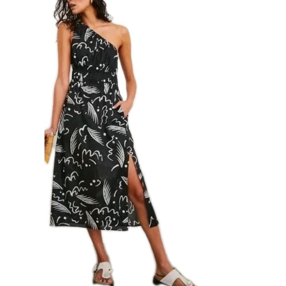 Rails Tahiti Night Selani One-Shoulder Cotton Midi Dress Women Sz Medium